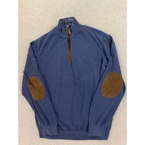 Vineyard Vines Cotton/Wool Quarter Zip Elbow Patch Sweater (Men's‎ XL) Blue